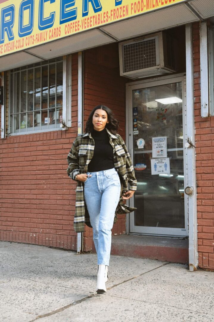 turtleneck and jeans outfit